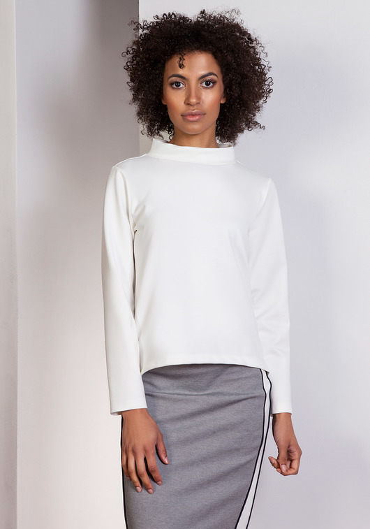 Bluza z dłuższym tyłem,BLU139 ecru Lanti