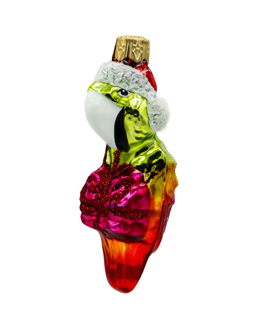 ozdoby choinkowe Bombka choinkowa: Świąteczna Papuga z prezentem