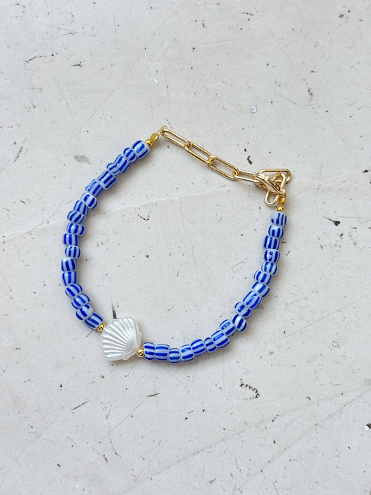 bransoletki - inne Bransoletka niebieska z muszlą