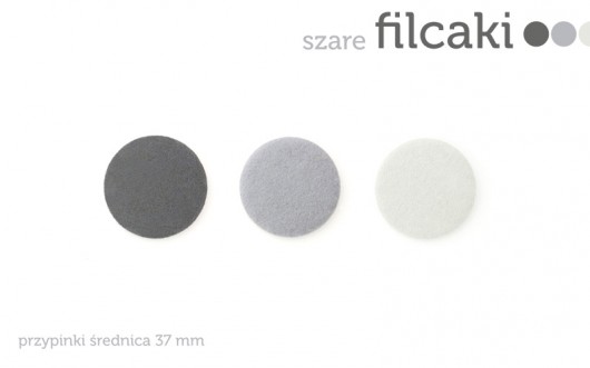 przypinki filcowe szare 3 szt. inkipinki
