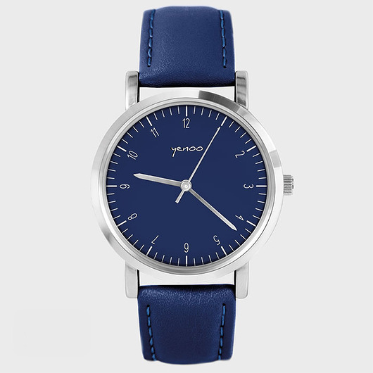Zegarek - Simple Elegance - granatowy, skórzany yenoo