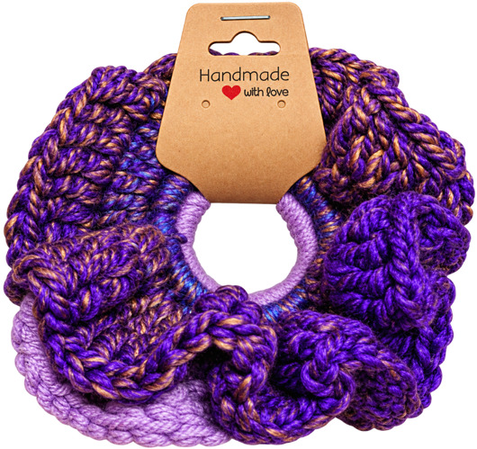 gumki do włosów Szydełkowe gumki do włosów Scrunchie fioletowa i różowa
