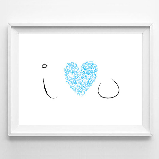 I LOVE YOU blue 40 x 50 cm loonybin
