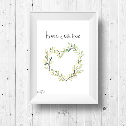Plakat skandynawski - Home with love  A4 Merely Susan