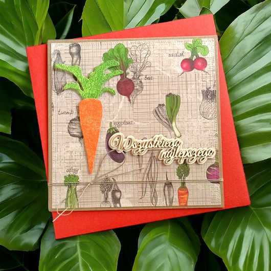 kartki scrapbooking Wszystkiego najlepszego : marchewki : kartka uniwersalna