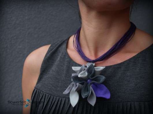 Trzy szarości z fioletem  FlowerFelt Design