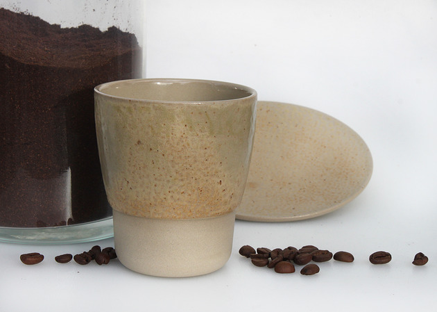 kubki Kubek COFFEE[szkliwo z mielonej kawy+kamionka]