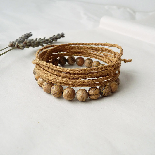 bransoletki z kamieni naturalnych Jaspis i len orzechowy