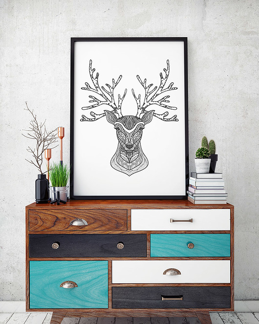 plakat. jeleń  (format B2) Love Life and Forest