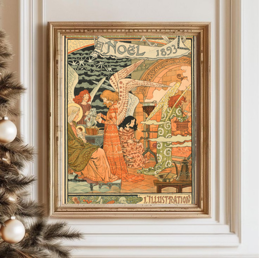 plakaty PLAKAT świąteczny secesja Boże Narodzenie vintage grafika dekoracja