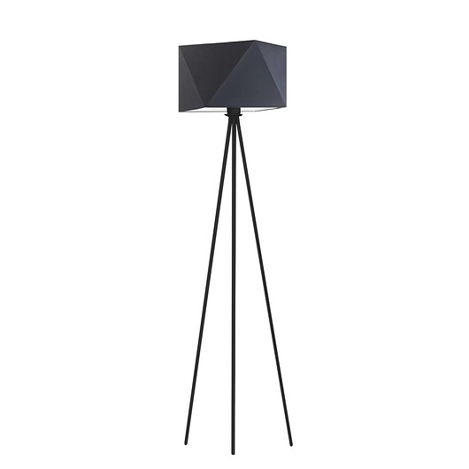 Czarna lampa podłogowa w stylu loft KANTON trójnóg metalowy z abażurem LYSNE