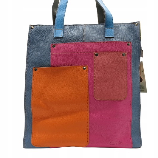 torby na ramię Torebka damska na ramię, shopper, duża, pojemna, mieści A4 skórzana OLIVKA