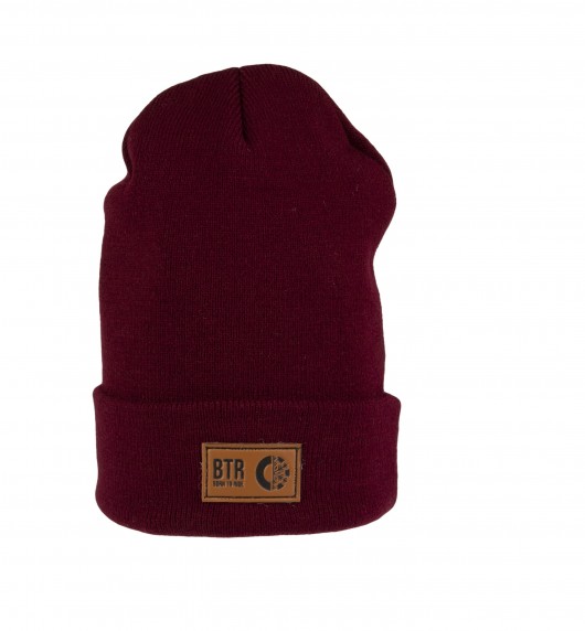 Czapka Zimowa Born To Ride   Podwijana Maroon Borntoride