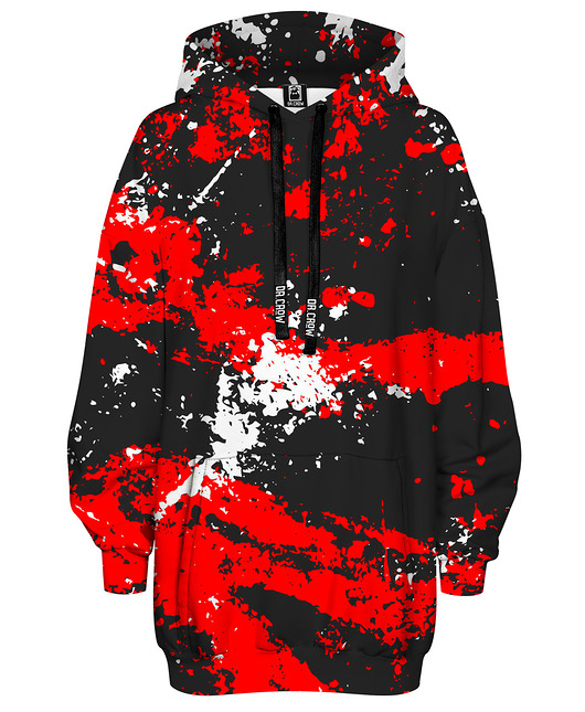 bluza z kapturem damska Bluza Oversize Tunika DR.CROW Marble Black Red