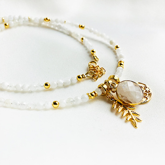 złote naszyjniki Szept Księżyca-Naszyjnik Kamień Księżycowy, biały choker