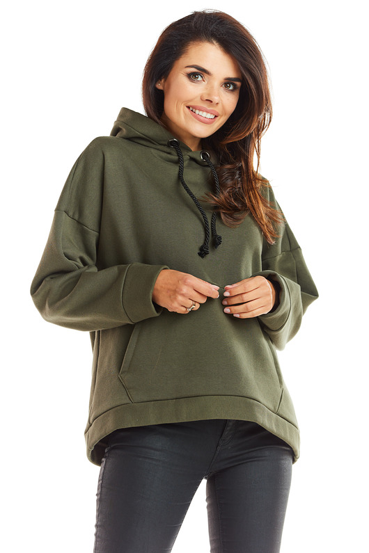 bluza z kapturem damska Bluza C223 khaki