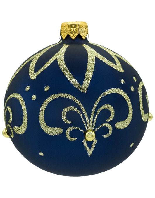 bombki Bombki okrągłe granatowe ze złotym ornamentem