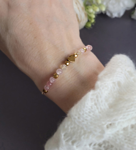 bransoletki z kamieni naturalnych Miłość i oOBFITOŚĆ- delikatna z sercem