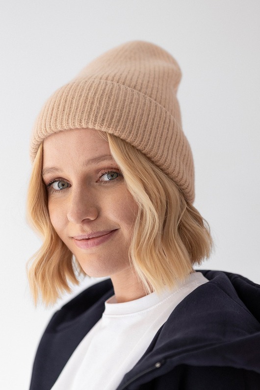 czapki damskie Czapka Gentle Cashmere Kawa z Mlekiem