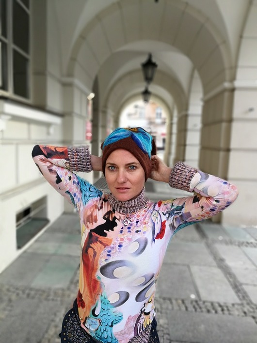 czapka wełniana filcowana brązowa zimowa handmad ruda klara