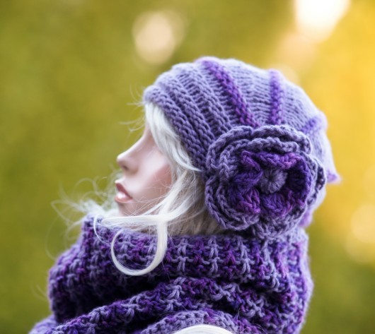 Komplet z angorą -  czapka i komin REZERWACJA HERBE DESIGN