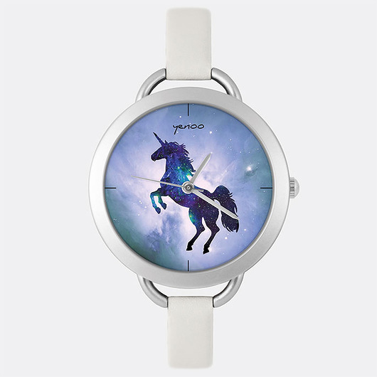 zegarki damskie Zegarek - Jednorożec, unicorn - jasno szary