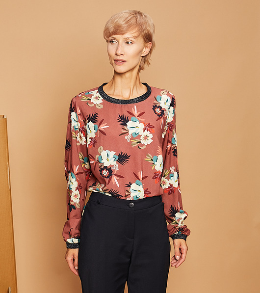 bluzki z długim rękawem damskie Romi Flowers