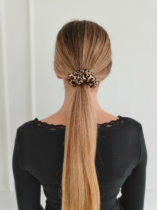 gumki do włosów Gumka jedwabna, scrunchie, sawanna MIDI