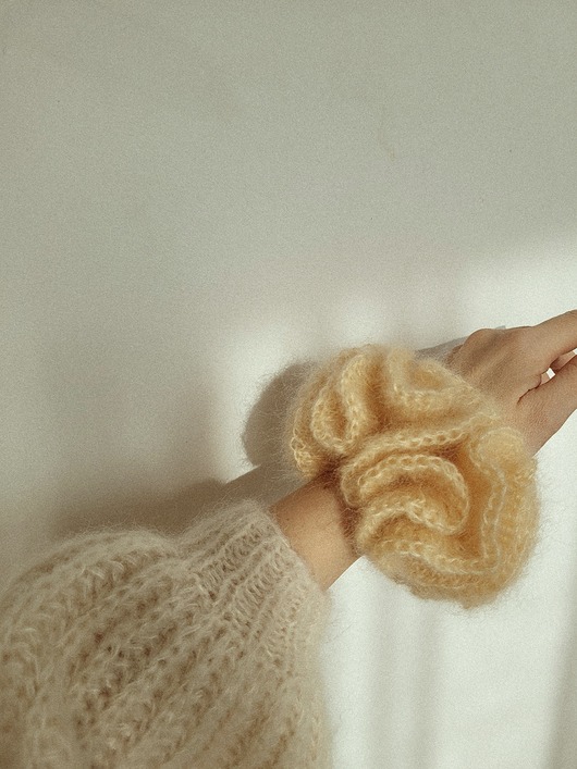 gumki do włosów Scrunchie moherowe handmade Masełko