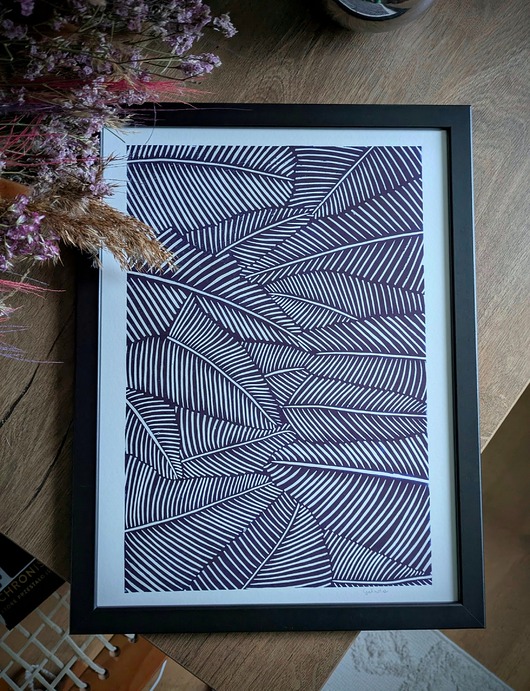 grafiki i ilustracje Ręcznie drukowany linoryt "Flora" 30x40cm