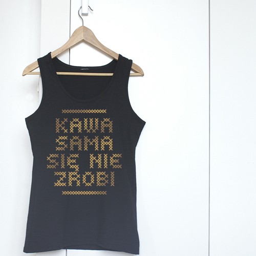 Czarny tanktop Kawa Gold ONE MUG A DAY