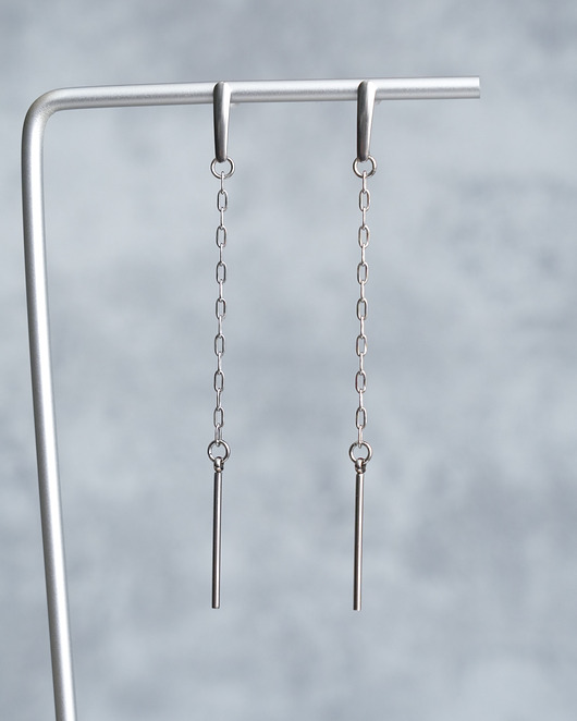 kolczyki - inne Minimalistyczne długie stalowe kolczyki z łańcuszkami