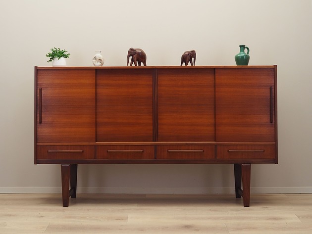 komody i szafki Highboard tekowy, duński design, lata 60, producent: PMJ Viby J