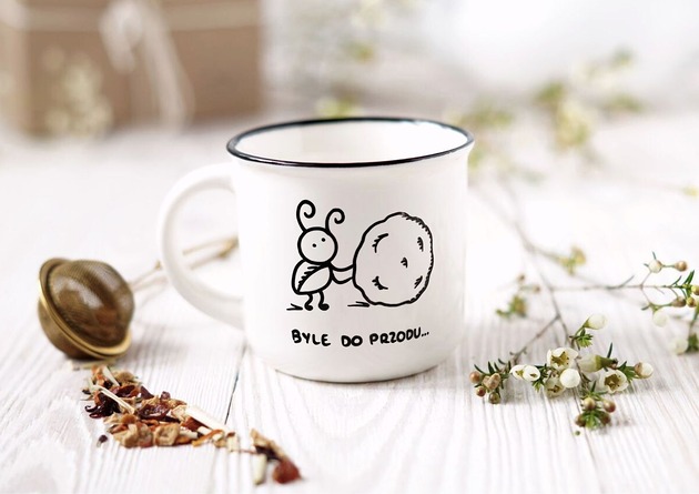 kubki Kubek z żuczkiem, byle do przodu, kubek do pracy, motywacja