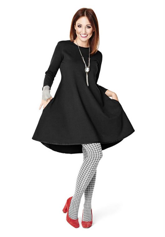 sukienki midi damskie Sukienka klosz dłuższy tył czarna