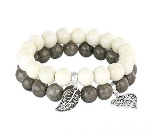 Minimalizm - Gray & Ivory jade with pendants.  Lavoga