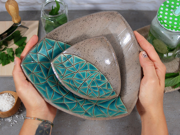 2 ceramiczne misy do serwowania potraw lub owoców 10FingersArt