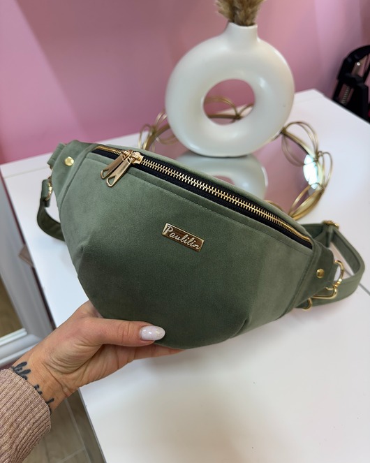 saszetka nerka Nerka welurowa oliwkowa L