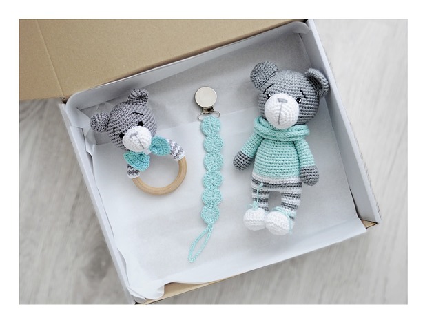niemowlak - inne Zestaw prezentowy  - mięta/szary