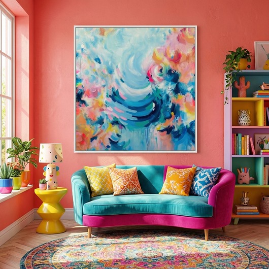 obrazy Kolorowy obraz abstrakcyjny  "EUPHORIA" 90X100 cm - ręcznie malowany