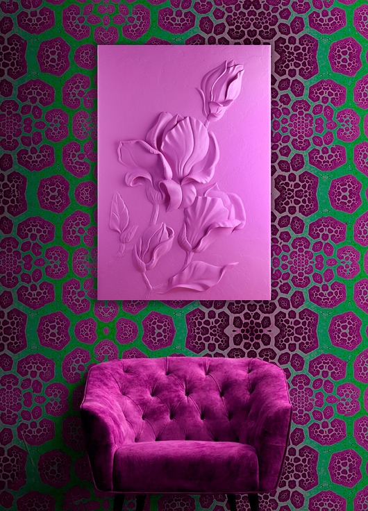 obrazy Magnolia strukturalny obraz, gipsowa płaskorzeźba, dekoracja ścienna 60x90 cm