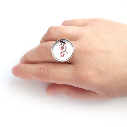 pierścionek z żywicy Pierścionek - Kwitnąca wiśnia