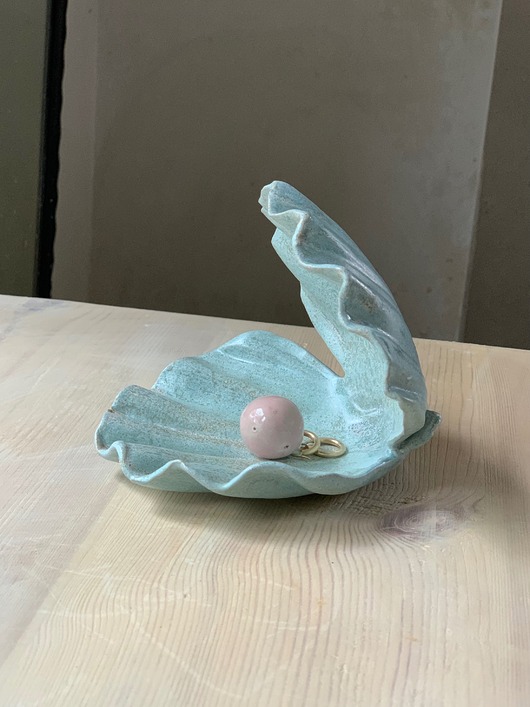 pojemniki na biżuterię Ceramiczna Muszla Muszelka Skarbiec z Perłą na Biżuterię Wróżka