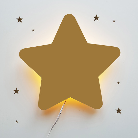 lampy do pokoju dziecka Drewniana lampka nocna gwiazdka Pola Gold