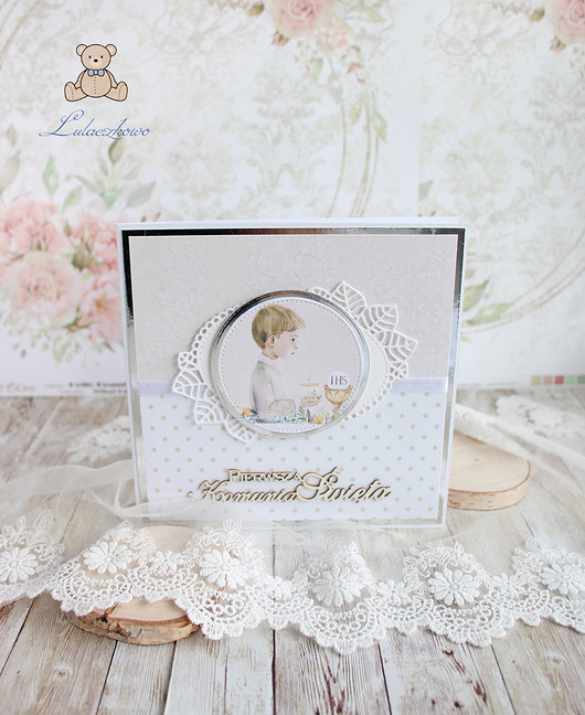 kartki scrapbooking Kartka komunijna "Boho Communion 4" GOTOWA