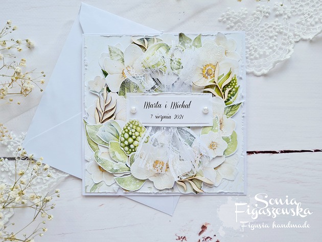 kartki scrapbooking Kartka ślubna w kopercie