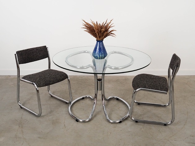 stoły Stół szklany, włoski design, lata 70, produkcja: Gastone Rinaldi