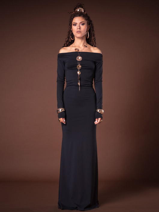 sukienki maxi damskie Czarna suknia maxi - Julia