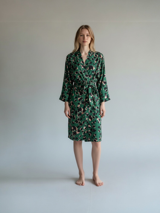 szlafroki damskie Szlafrok narzutka kimono w kontrastujące kolory