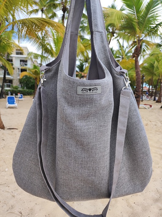 torby na ramię Duża torba  worek boho  szara  XXL na ramię